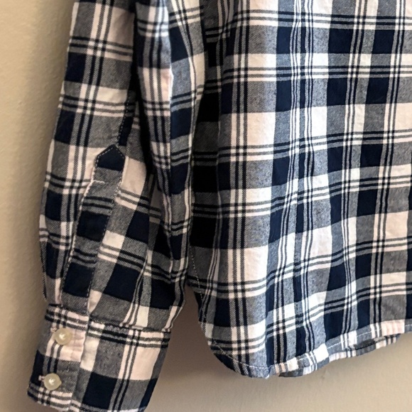 $9🎅🏼Tommy Hilfiger Black White & Baby Pink Plaid Button-Up Long Sleeve Flannel - Picture 13 of 15